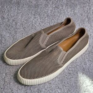 Frye Melanie Perforated Slip On Grey Leather Sneakers Loafers Women 9